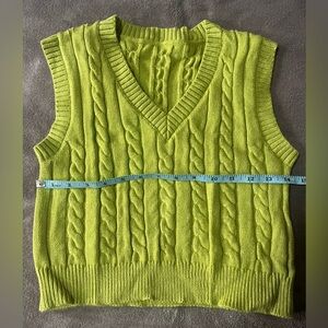 Lime Green Cable Knit Sweater Vest